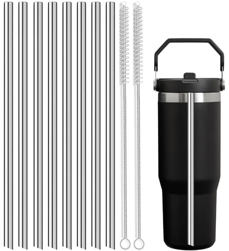 8 Pack Replacement Straw for Stanley Iceflow 30oz,Reusable Stainless Straws Compatible with Stanley IceFlow Flip 30oz Tumbler with Straw Cleaner Brush for Stanley (Only Fit Iceflow 30oz Original Lid)