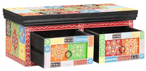 vidaXL Meuble TV Multicolore 60 x 30 x 24 cm Bois de manguier Massif, Armoire Murale Moderne pour Salon, Gain de Place, Meuble Compact, Design Multifonctionnel