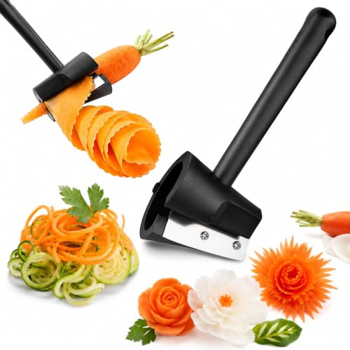 Oiieco Spiralschneider, Spiralförmige Blumenwalze, Karottenspiral Gemüsehobel, Gemüsespiralschneider Hand Slicer für Zucchini, Karotten, Gurken, Kartoffeln & Rettich