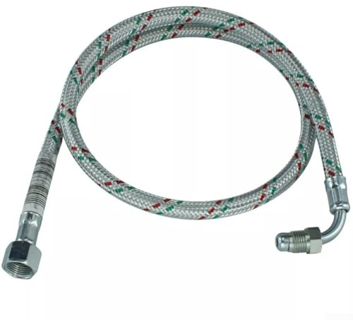 TDCuizent Oil Line Elbow 3/8 Inch Female x 1/4 Inch Male 90cm Flexible Metal Fuel Pipe for 40/Mectron Burner Series for 3005720 and 20022601 Models Silver Heating Oil Hose Connector