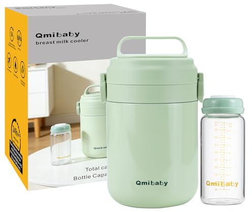 Portable Breast Milk Cooler 300ml, 24H Triple-Layer Cooling Breastmilk Chiller, BPA-Free Travel Breast Milk Storage Bottles Container,Leak-Proof Breastfeeding Essential for Outdoor/Office/Travel,Green