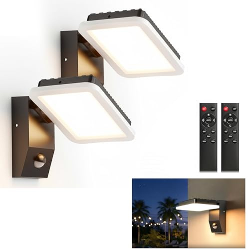 Bellanny 2er 32W Außenwandleuchte, 3000K 3200LM LED Strahler Außen mit PIR Bewegungsmelder, IP65 Wasserdicht Fluter Wandleuchte Sicherheitsleuchte für Haustür Veranda Garten Terrasse Garage Wohnzimmer