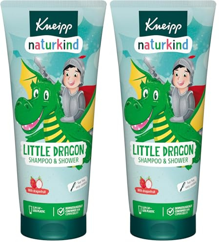 Kneipp Naturkind Drachenkraft Shampoo und Dusche - nature kids Little Dragon Shampoo und Shower - Kinderduschgel 2 in 1 mit Drachenfruchtduft - tränenfrei und leicht kämmbar - vegan 200ml