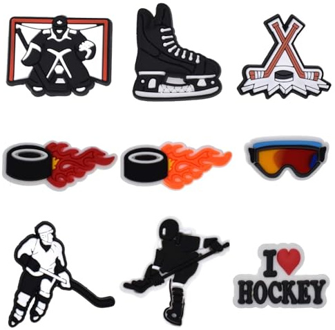 CloudWei SmartSelect PVC Skiing Shoe Charms for Clog Shoes Decorations Wristband Bracelet Party Favors for Teens Adults Shoe Bands Party Favor Gifts Ice Hockey Gifts Decoration