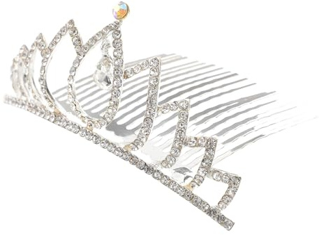 Cabilock Brautkronenkamm mit Strass Design Weißer Tiara Kamm für Hochzeitsfeier Leichter Damen Haarschmuck Angenehm zu Tragen