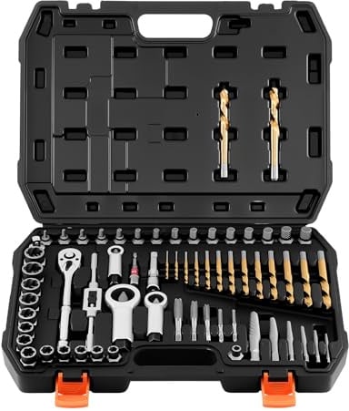 VEVOR Set di Estrattori per Viti Rotte 63 pezzi, Set di Bussole per Estrazione di Dadi Rotti Utensili Rimozione Bulloni Danneggiati con Adattatori per Maschi Riparazioni Domestiche Officina Garage