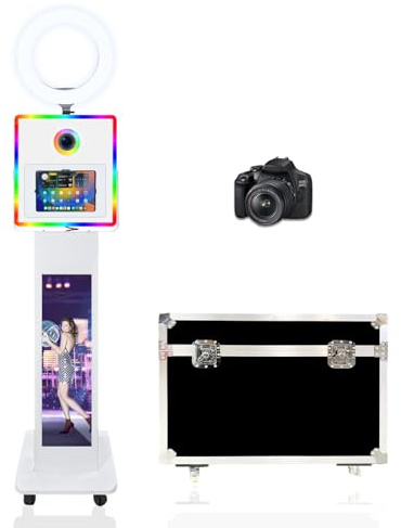 Fotokabinen-Maschine kompatibel mit iPad 10,2 Zoll, 10,5 Zoll, 11 Zoll, 12,9 Zoll, 13 Zoll und Kamera, App-Steuerung, 2-in-1 Selfie-Fotoautomatenständer für Geburtstage, Hochzeiten, Veranstaltungen