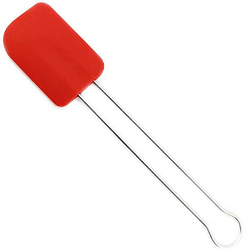 Kochblume Teigschaber L | Premium-Silikon | Hitzebeständig | Spülmaschinenfest | 28cm | Farbe: rot