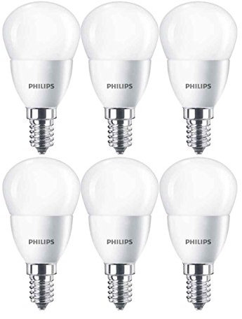 Philips LED E14 kleine Edison-Schraube Mini Globe Leuchtmittel, 5,5 W (40 W) – Warmweiß, Synthetisch, warmweiß, E14, 5.5W 230 V 6er-Pack