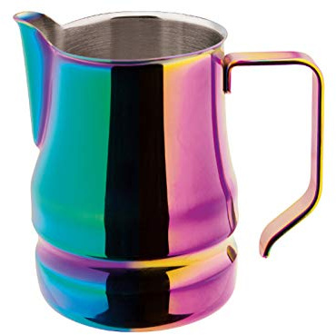 ILSA Lattiera Evolution per Cappuccino e Latte Art, Acciaio Inox 18/10, Color Arcobaleno, Tazze 6, Capacità 50 cl