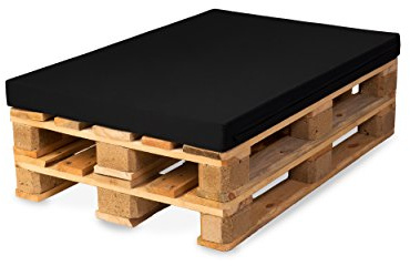 TexDeko® BEZUG (ohne Füllung) für Palettenkissen 120x80x8 cm wasserabweisend waschbar In- & Outdoor Made in EU (Schwarz)