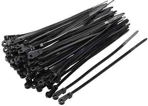 sourcing map Mount Head Cable Zip Ties 6 Inch Screw Hole Nylon Wire Strap Black 120pcs