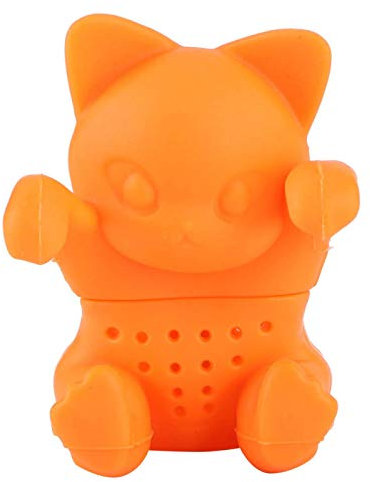 Crisis Tea Leaf Strainer, Non-Toxic Silicone, Cat-Shaped, Orange, Tea Infuser