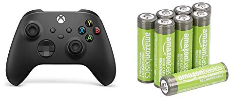 Xbox Wireless Controller Carbon Black & Amazon Basics AA-Batterien mit hoher Kapazit?t, wiederaufladbar, vorgeladen, 8 St¨¹ck (Aussehen kann variieren