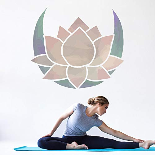 LOTUSBLUME Mond Wandtattoo | Aufkleber | Wandsticker Wand Deko Lotusblüte Lotus Halbmond Lotos Aquarell (50 x 50 cm)