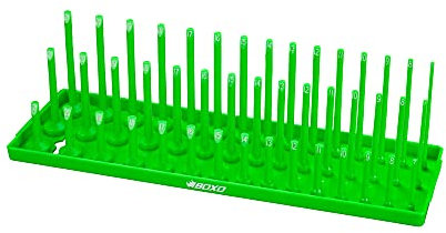 3/8 Drive Socket Holder Vertical Tray 3 Tier 45 Pce Green Boxo B-38VERT3-G