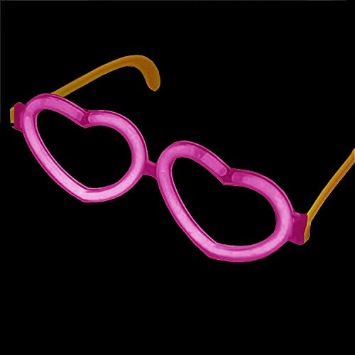 NEON FUN 10 x Knicklichter Herzbrillen | PINK | 8h | Geprüfte Qualität | Testurteil 1,4 sehr gut | Party Brillen, Menge:10 Stück