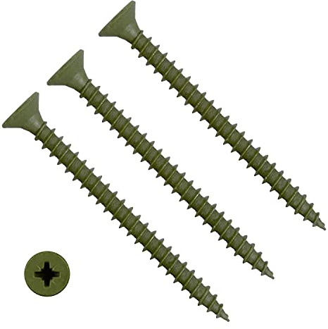 TERF® Decking Screws 4.0 X 60mm Pozi Drive Flat Countersunk Head Green Finish Anti Corrosion Screws 4.0 X 60mm For Decking Fence Floorboard Hard And Softwood - Pack of 50