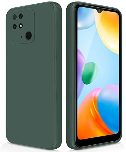 GiiYoon Coque pour Xiaomi Redmi 10C Case en Silicone, Coque Antichoc Etui Housse Silicone Ultra-Mince avec Couche Intérieure en Fibre et Protection pour Caméra, Vert