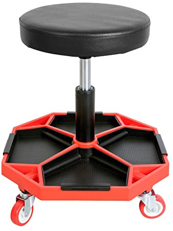 Big Red ATRXF8308R Torin Heavy Duty Pneumatic Garage Rollhocker/Creeper Sitz mit Abnehmbarer Kunststoffschale, 136 kg Kapazität, Schwarz/Rot