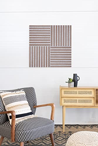 Leiste24 Lamellenverkleidung - Wandverkleidung - Akustikpaneel 400 x 400 mm - Akustikfilz Grau - Lamellendekor Eiche dunkel