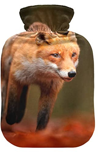 YOUJUNER Wärmflasche mit Netter roter Fuchs Bezug, Groß 2 Liter Heißwasserbeutel Heißwasserbeutel Bettflasche