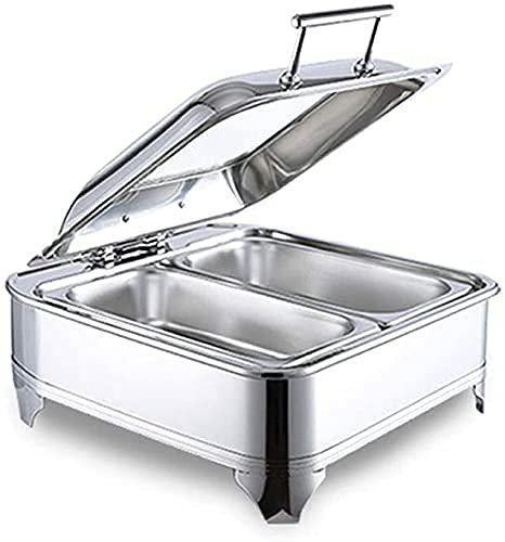 OYhmc Scaldavivande per Buffet Scaldavivande, Scaldavivande Scaldavivande in Acciaio Inossidabile, Scaldavivande per Ristorazione Set Copertura Visibile Trasparente Matrimoni Feste Banchetti Catering
