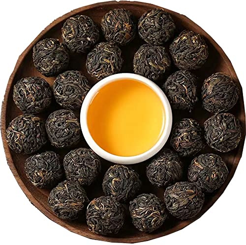 Sun Dried Black Dragon Pearls Tea 200g Old Strong Aroma Ripe Tea | Ancient Tree Dianhong, Mini Dragon Pearls Tea, Independent Small Packaging, Strong Aroma, Sweet and Moisturizing,Simple