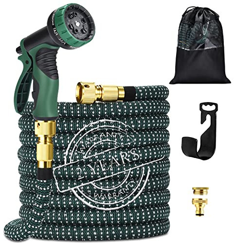 Garden Hose 50 FT Flexible Expandable Hose Pipe with 9 Function Hose Pipe Spray Gun Durable 3750D and Double Latex Core Outdoor Water Hose for Gardening Watering Washing