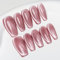 Sun&Beam Nails Handmade Press-on Medium Long Coffin Ballerina Pink Magnet Solid Color glossy Design Fashion False Nail Tips 10 Pcs Set (#089 M)