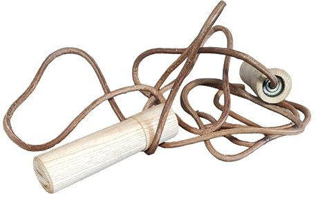 ALL SPORT VINTAGE- Corde à sauter de Boxe - Cuir et bois naturel- Marque française.