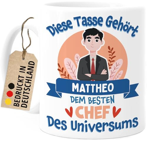 Tassenliebling® Tasse Chef personalisiert - Tasse Bester Chef des Universums - Geschenk Chef - Beidseitiger Druck - Geburtstag Abschiedsgeschenk Chef Jobwechsel - Bürotasse