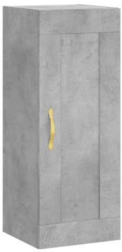 vidaXL Wandschrank, Hängeschrank mit 3 Fächern, Badschrank Schrank mit Türen, Wandmontage Küchenschrank Lagerschrank, Betongrau Holzwerkstoff