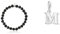 THOMAS SABO Damen Charm-Armband Schwarz Charm Club 925 Sterling Silber X0220-840-11 & Damen Charm-Anhänger M Buchstabe Charm Club 925 Sterling Silber 0187-001-12