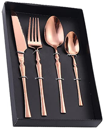 Juego de cubiertos dorados para cena, 16 piezas, servicio para 4 cubiertos, juego de utensilios para comer en casa, cocina, mango de cintura delgada, restaurante, boda, Navidad, Halloween, aniversario