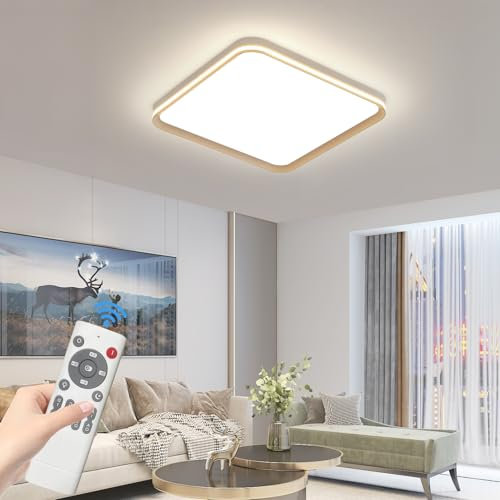 Mikeru Full Spectrum Ceiling Light, Modern 60cm Ultra Slim Ceiling Light with Remote Control Dimmable 3000k/4500k/6500k LED Lamps for Living Room, Kitchen, Bedroom, Hallway, Bathroom