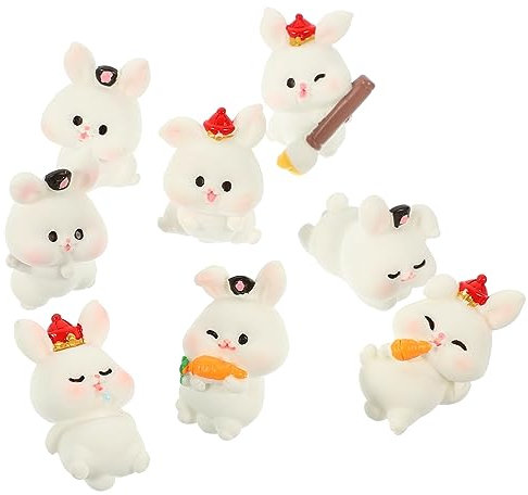 CORHAD 8stücke Miniatur-hasenfiguren Aus Kunstharz Hasenornamente Kleine Tierstatuen Miniaturschmuck Garten Und Tortendekorationen Autodekorationen Puppenhäuser