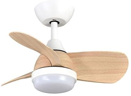 Zarivy Ventilator DC 24 W, weiß und Buche, 60 cm Durchmesser, 3 Flügel, 2400 Lumen, 6 Geschwindigkeitsstufen (3000 – 4500 – 6000 K), mit Fernbedienung, Speicher und Timer, perfekt für jede Umgebung.