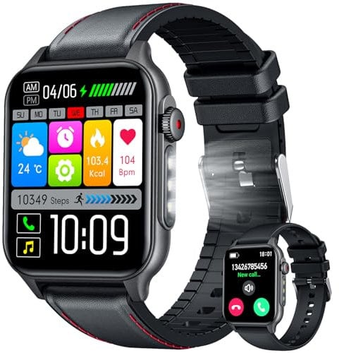 Montre Connectée Homme Sport Smartwatch: Repondre Appel 1.96 Étanche Écran Tactile Bracelet Connectee avec LED Lampe Moniteur de Sommeil Fréquence Cardiaque Podomètre Fitness Tracker pour Android iOS