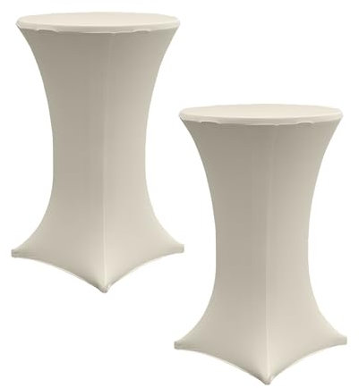 TRUTZHOLM 2X Stehtischhusse Stretch 70 cm beige Tischdecke Husse Bistrotisch Partytisch