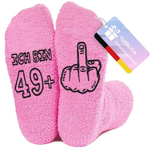 TUZELIYA 50 Geburtstag Frauen Socken Geschenkideen, Rutschfest Kuschelsocken Damen, Lustige Socken Geburtstagsgeschenk für Freundin Tochter Mama, Geschenke für Mama Socken, 30/40/50/60 Jahre Alt
