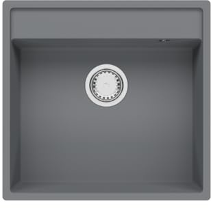 GRANMASTER Magma Spülbecken Küche mit 1 Becken - Granitspüle mit Siphon Waschbecken Küche - Einbauspüle Arbeitsplatte Küchenspüle 54x52x20,4 cm Spüle Titan ohne Abtropffläche