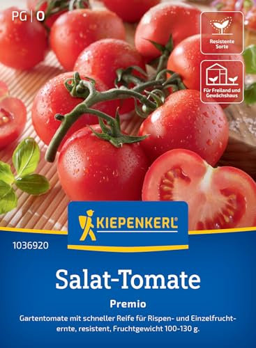 Kiepenkerl Salat-Tomatensamen Premio 1036920 - Gartentomate - schnelle Reife - resistente Sorte - 100-130g - Saatgut, Samen Gemüse, Gemüsepflanzen