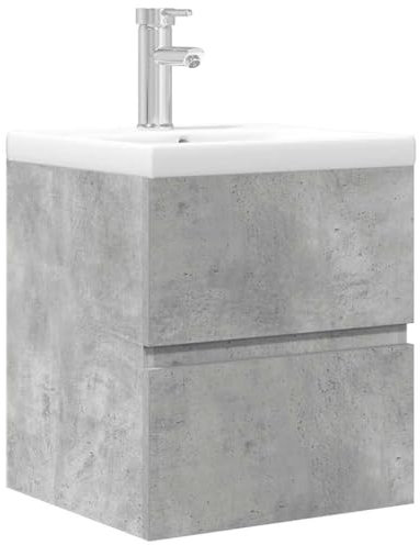 vidaXL 2-TLG. Badmöbel-Set Betongrau Holzwerkstoff, Badmöbelset, Badezimmerschrank, Badezimmerunterschrank, Badmöbel, Badezimmer Unterschrank