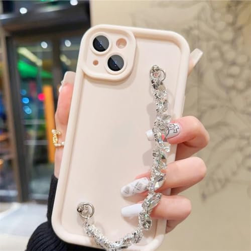 UJNHGQ For iPhone 15 13 12 11 14proamx xs xr xsmax 7 8plus Shockproof Glitter Rhinestone Wrist Bracelet Case,off,white,For iPhone 13 Pro Max
