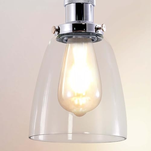 Fynokst Pendelleuchte Deckenlampe Vintage Industrie Hängeleuchte Hängelampe Lampe Kronleuchter aus Glocken Klar Glas E27 Lampenfassung Deckenleuchte 2m Verstellbare Länge für Küche Keller Wohnzimmer