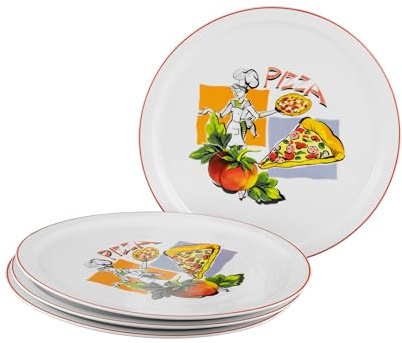 Creatable, 24442, Serie Milano - Sofia, 4-teiliges Geschirrset für 4 Personen, Pizzateller aus Porzellan, spülmaschinen- und mikrowellengeeignet, Qualitätsproduktion