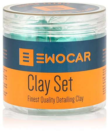 Ewocar Set di 4 plastiline per pulizia – Medium Clay Bars per vernice, cerchioni e vetro – senza graffi, morbido, non verniciabile – per una profonda decontaminazione del veicolo