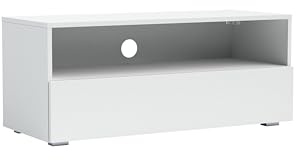 RAVIO TV-Schrank Tebris 100 cm, Mattes Finish, Push-to-Open-System, Wandmontage oder Bodenstehend, mit Kabelöffnung, minimalistischer TV-Lowboard (Weiß, 100 cm)