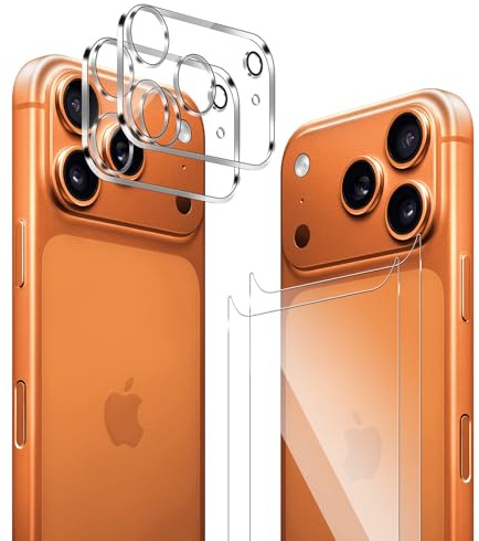 GEEMEE für iPhone 17 Pro Max für Panzerglas Hinten Schutzfolie + Kamera Schutzfolie, 2 Stück +2 Stück 9H Filmhärte Gehärtetem Schutzglas Hohe Empfindlichkeit Displayschutzfolie